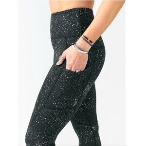 Zyia Black Reflective Speckled Pocket Legging Hi-Rise Size 4